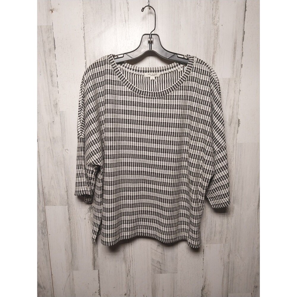 Max Studio Large Flek Textured Stripe Boxy Tee Shirt